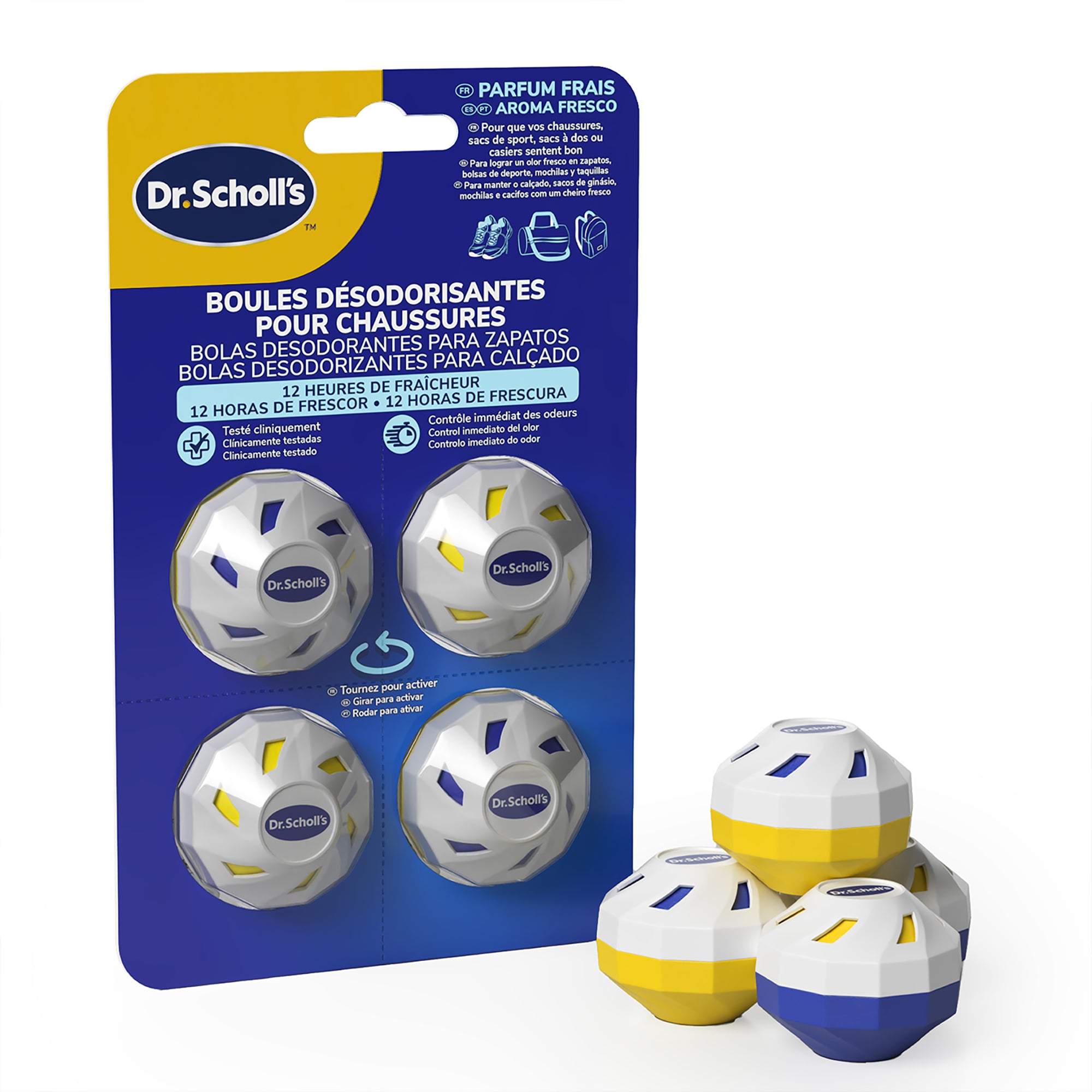 Dr. Scholl's Bolas desodorantes x4