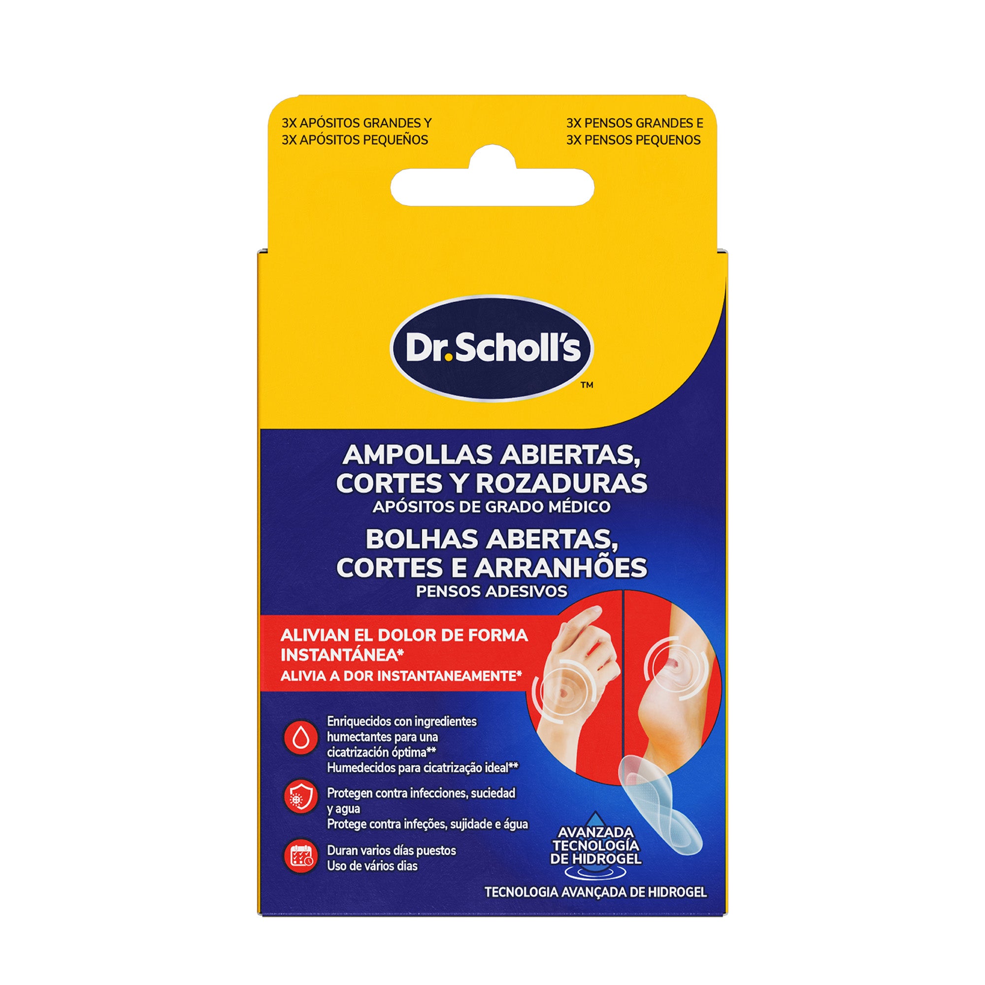 Dr. Scholl's Apósitos de grado médico para ampollas abiertas, cortes y rozaduras con tecnología de hidrogel x6